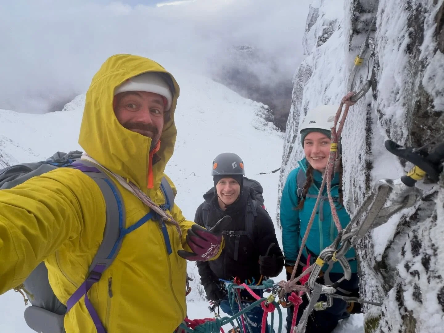 Langsam RH and the Message with Alice and Phil. 

Two contrasting routes to look at the basic mechanics of safe winter climbing and then to push the grade on something steep. After last seasons minimal snow, it&rsquo;s a shock to the system to have t