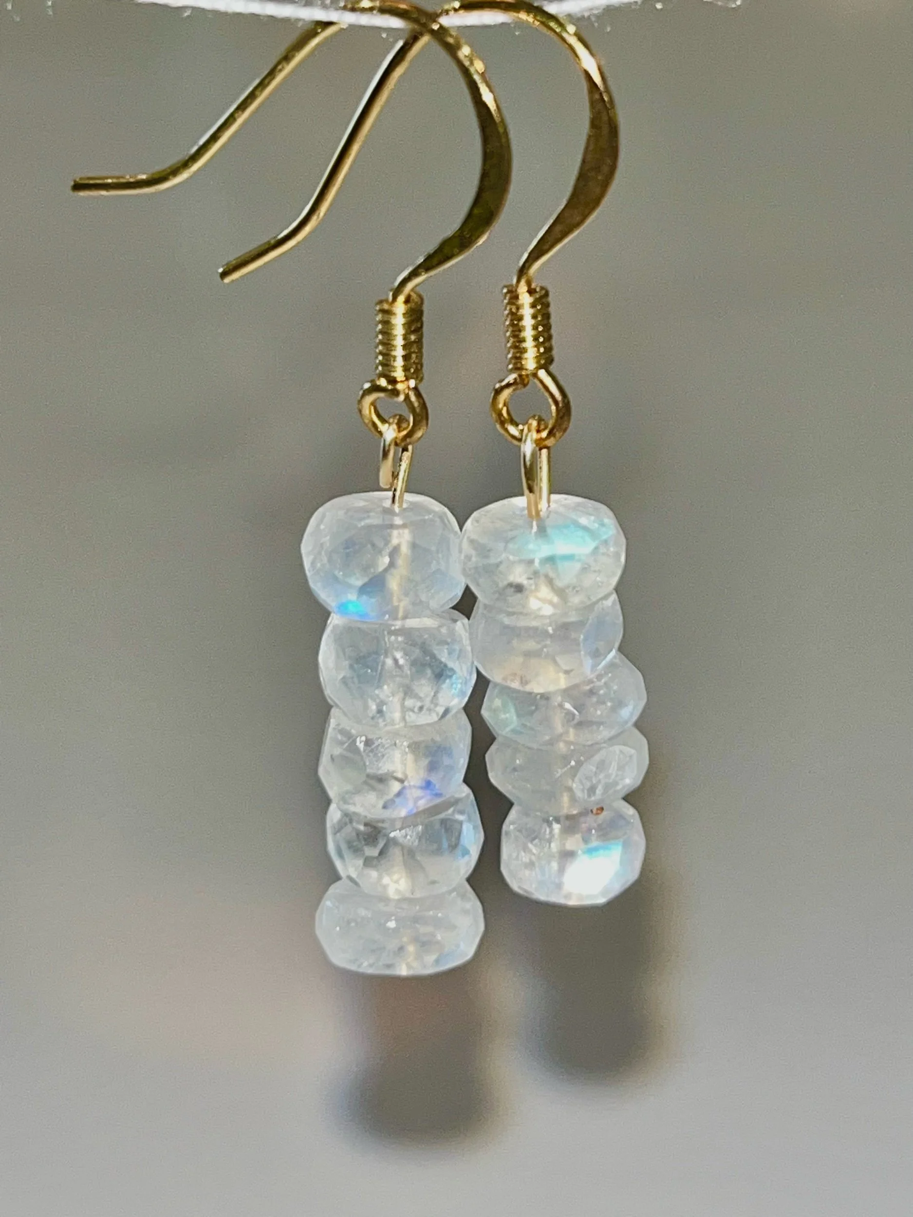 Chunky Moonstone Drop Earrings (Faux Gold)