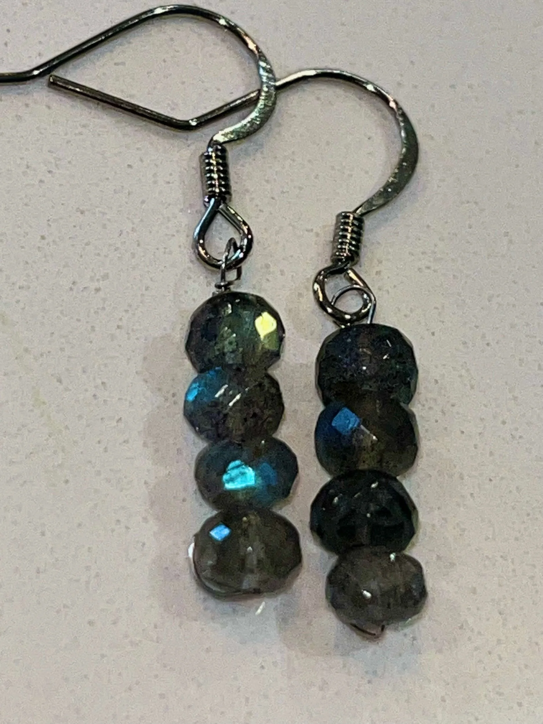 Chunky Labradorite Drop Earrings (Stainless Steel)