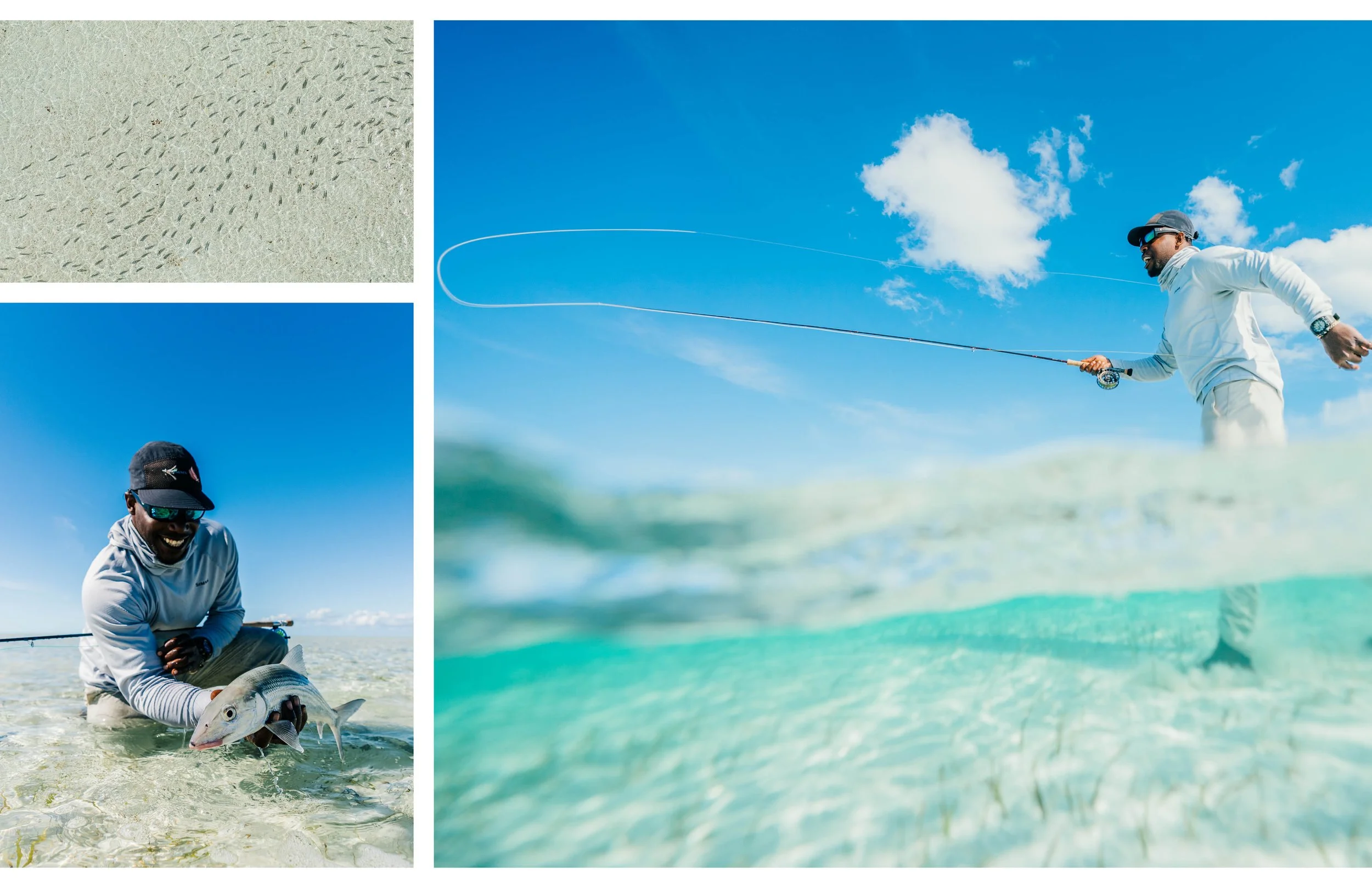  A hallmark of the Soul Fly Lodge experience is fishing for schools of bonefish while on foot. Here, guide Travis Sands shows how it’s done. 