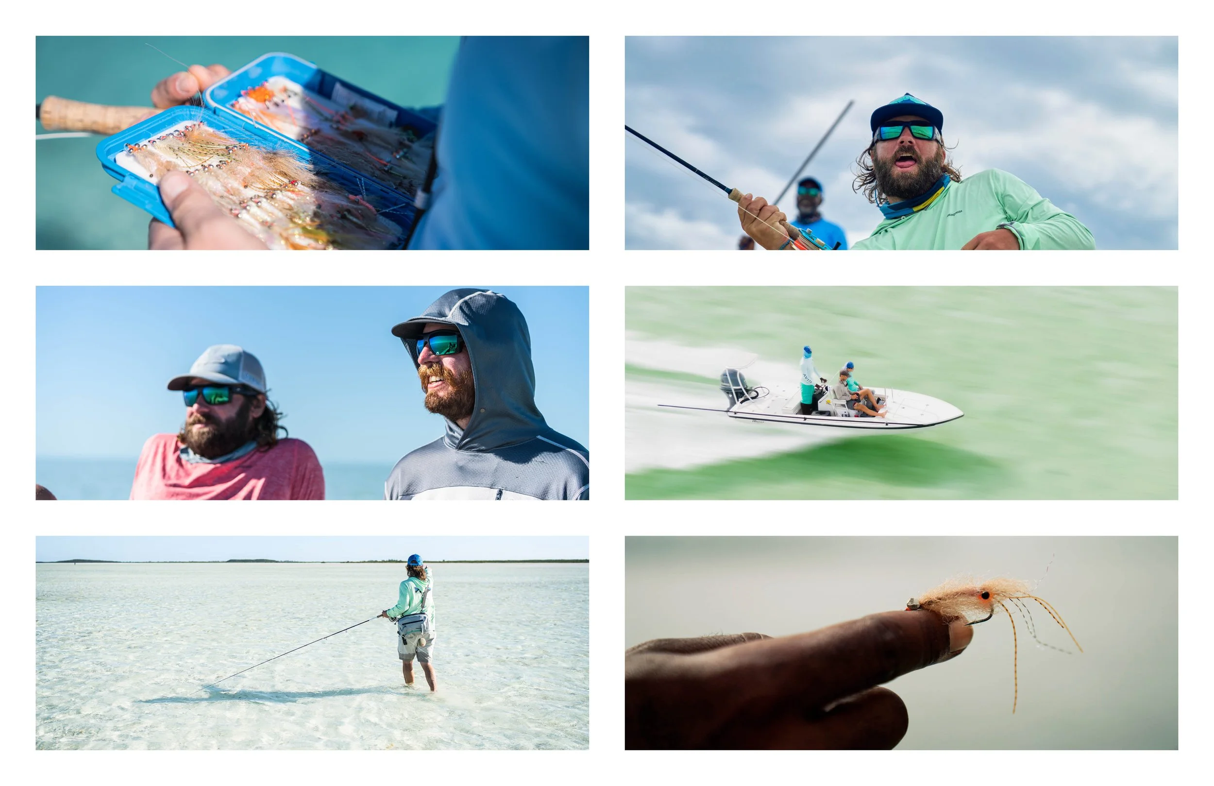  Over the course of a day on the water, anglers will move from spot to spot based on conditions, fishing from flats skiffs and on foot, with time for stories and jokes in between. 