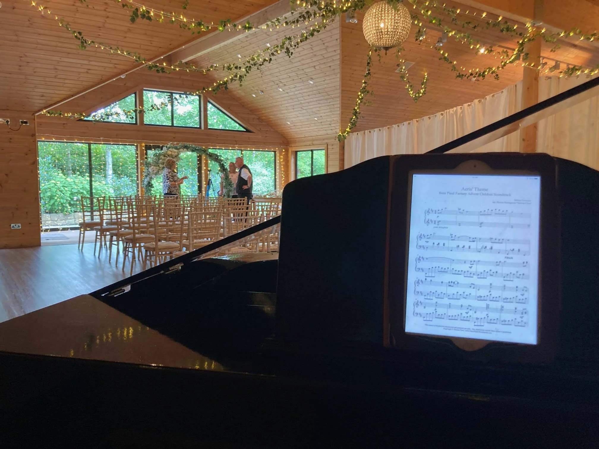 Award-winning wedding pianist Chris Morris at Styal Lodge with his Grand Piano
