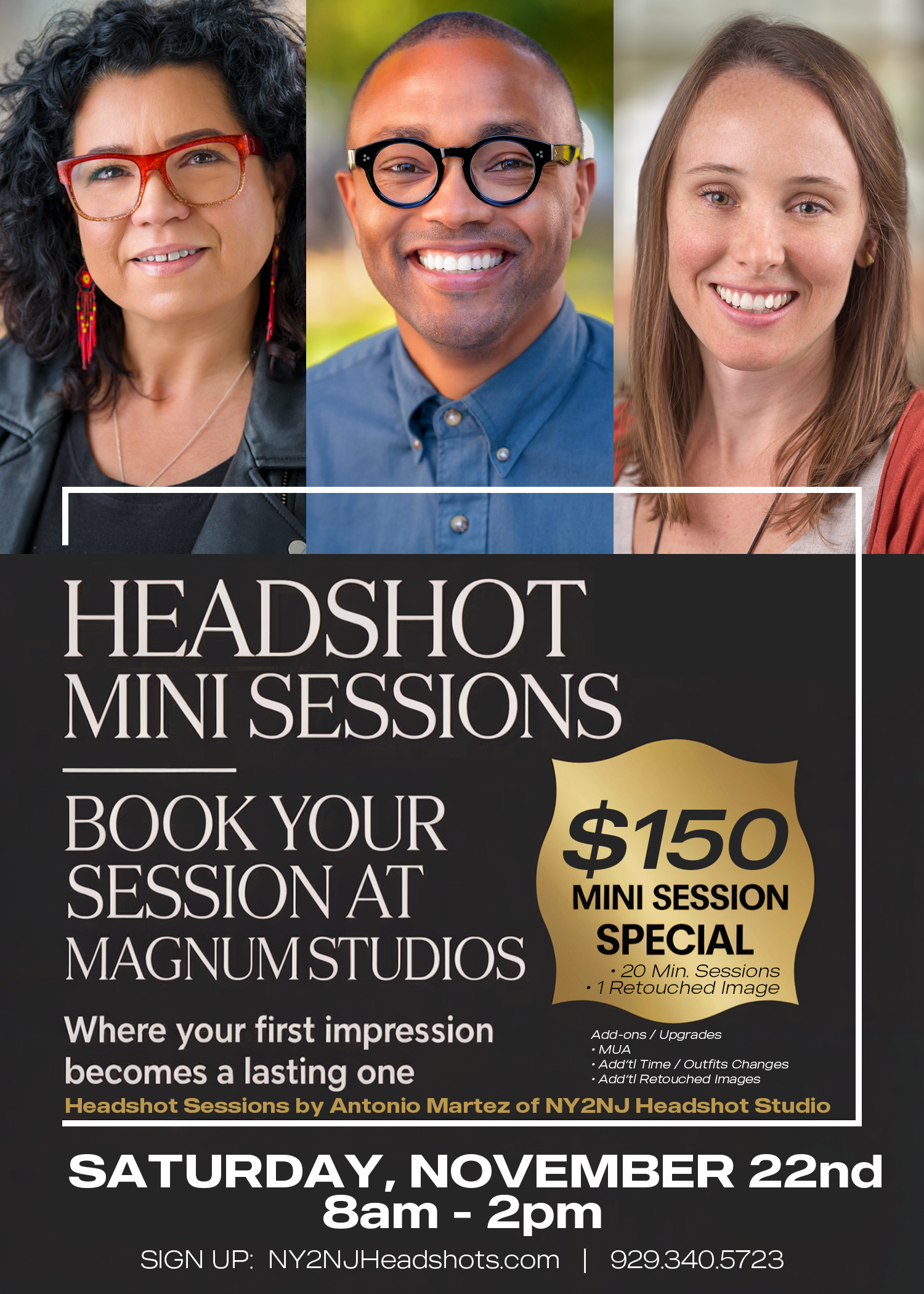 $150 Professional Headshot Mini Sessions — Jersey City Studio | November 22