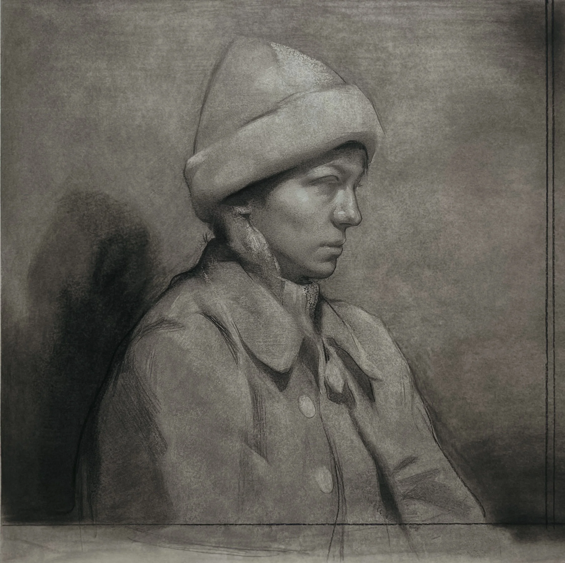 Drawing for The Shearling, mixed media on paper, 16.25" x 16.25", 2026