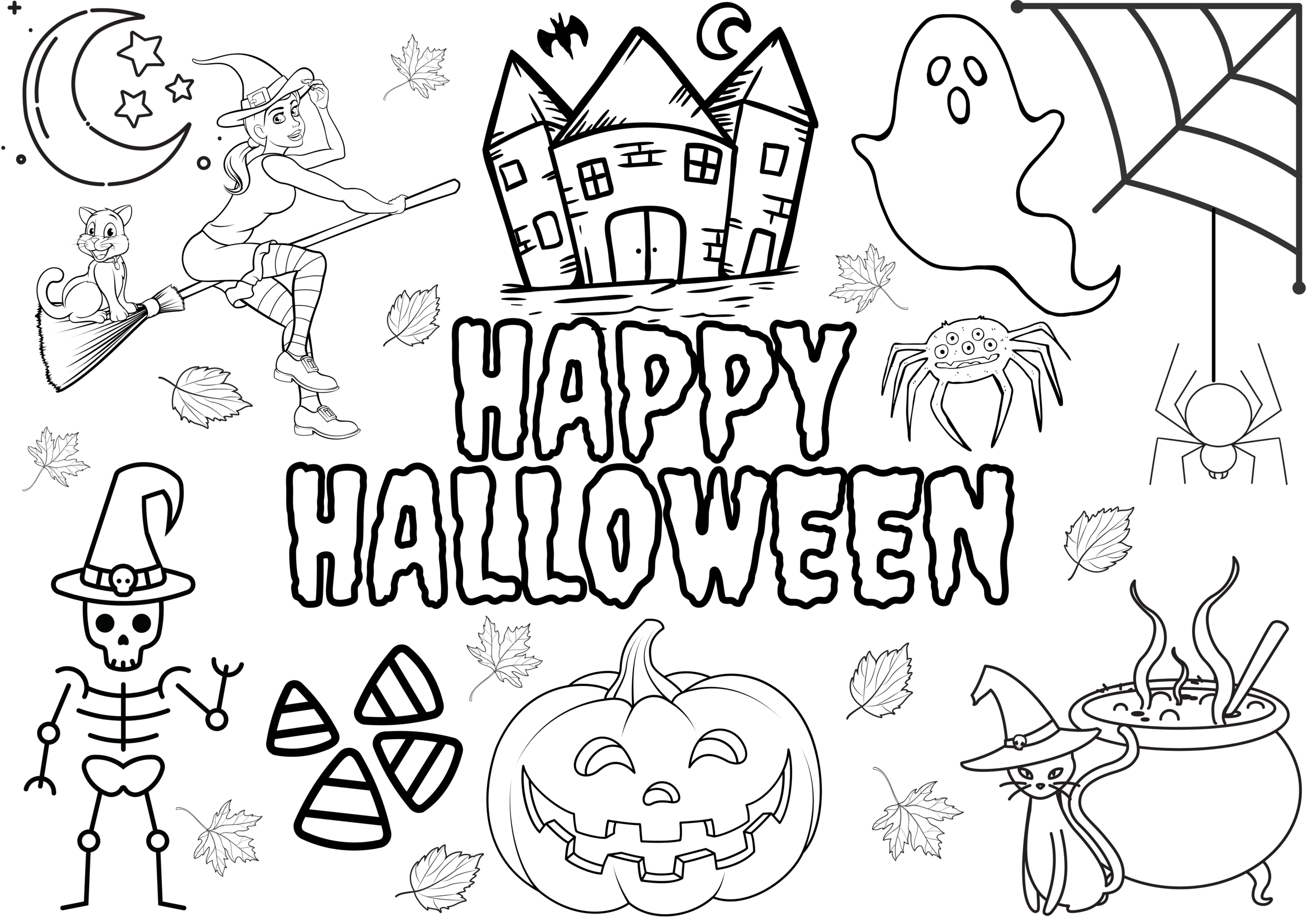 happy halloween coloring page