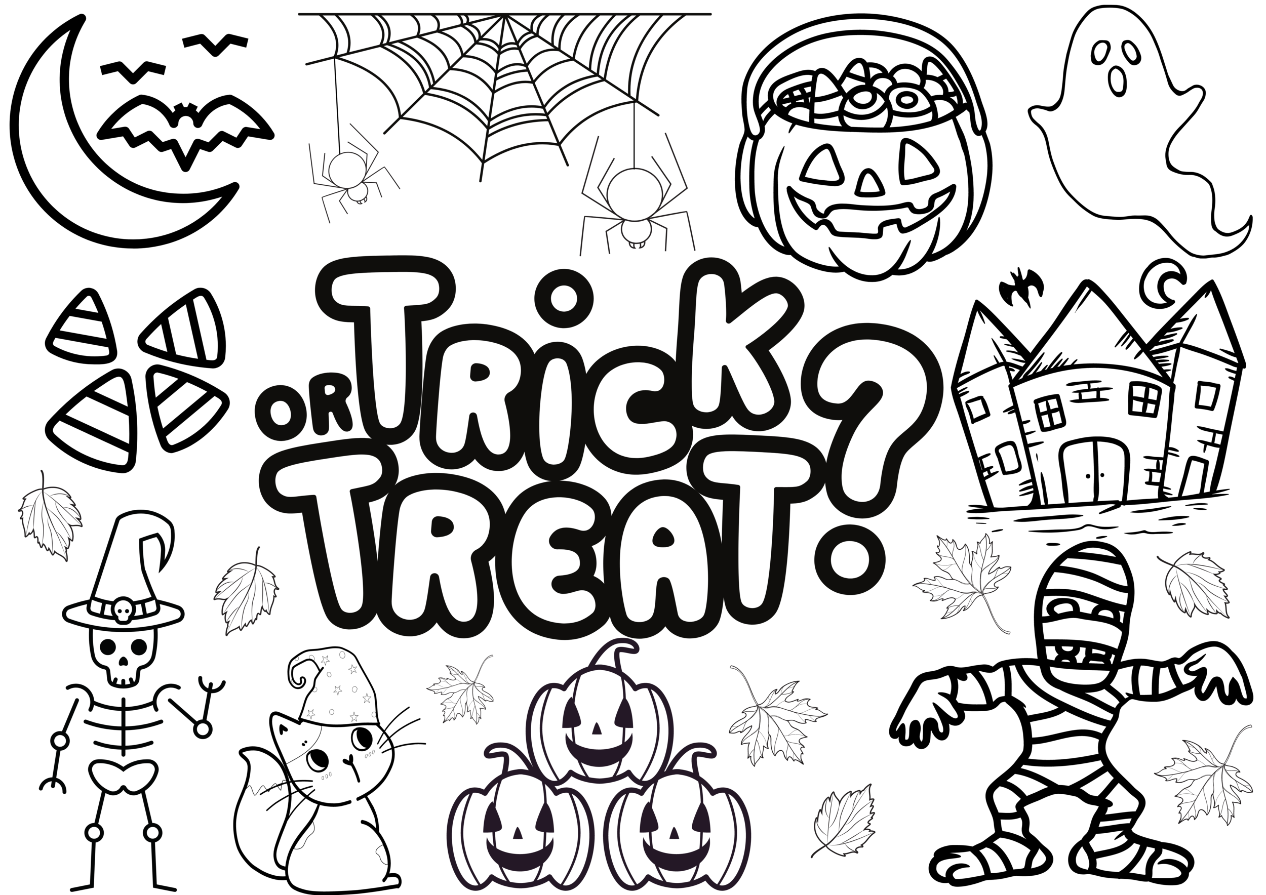 trick or treat coloring oage