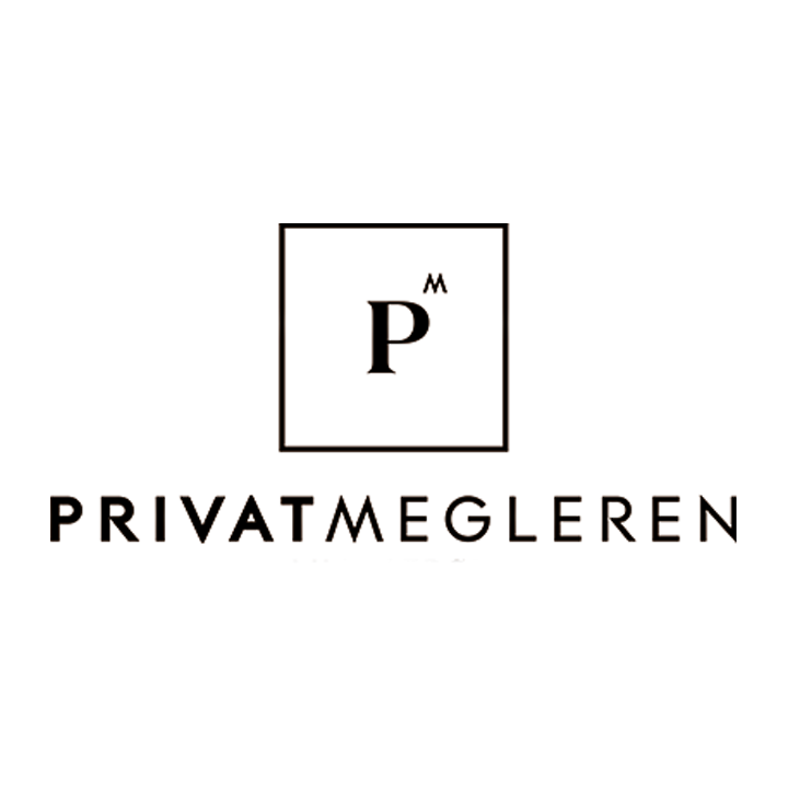 Logo for Privatmegleren, en eiendomsmegler, med et monogram av bokstavene P og M innrammet av en tynn firkant.