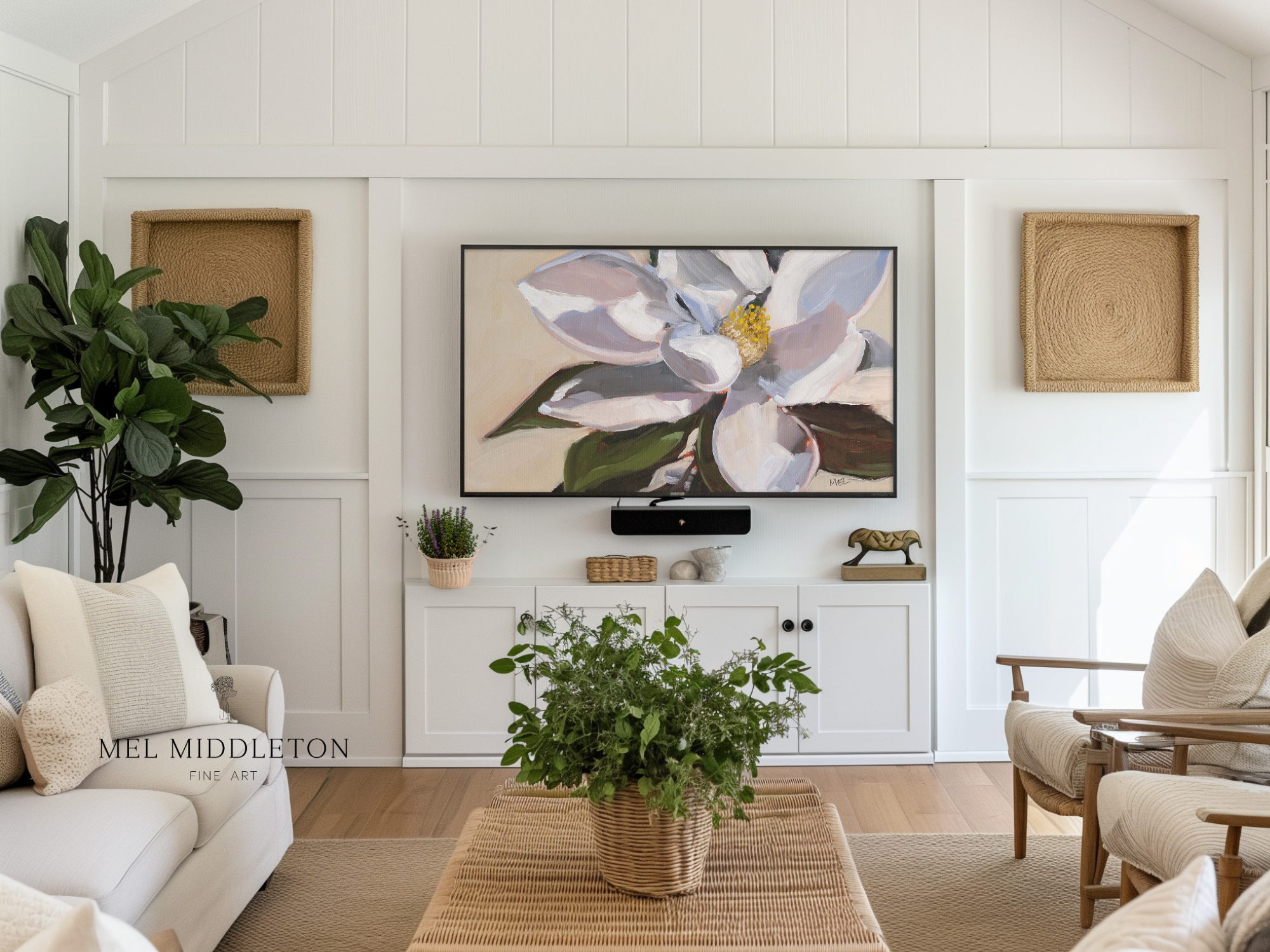 White Floral Frame TV Digital Download Bundle