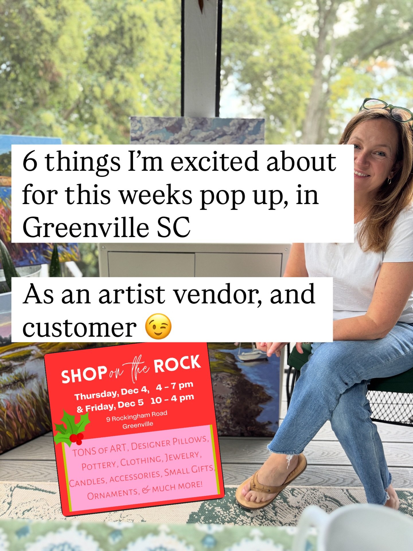 6 things I&rsquo;m super excited about for this weeks pop up, Shop on the Rock!!

1. Getting first pick of all the beautiful hand painted ornaments 🎄
2. Adding to my cottage core collection with vintage finds! 🏡
3. Buying myself some new jewelry&he