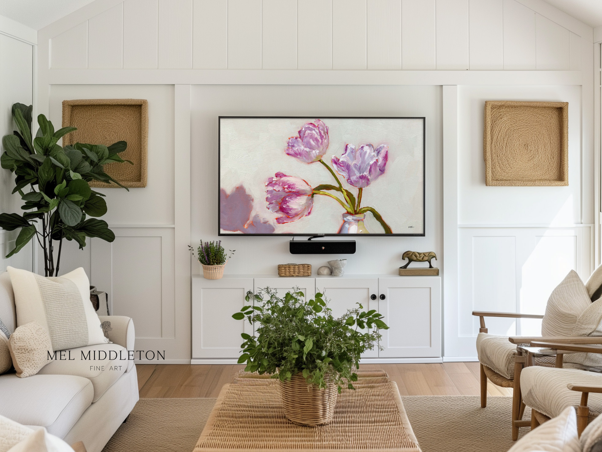 Fancy Tulips Samsung Frame TV Art: Impressionist Floral 4K Digital Download