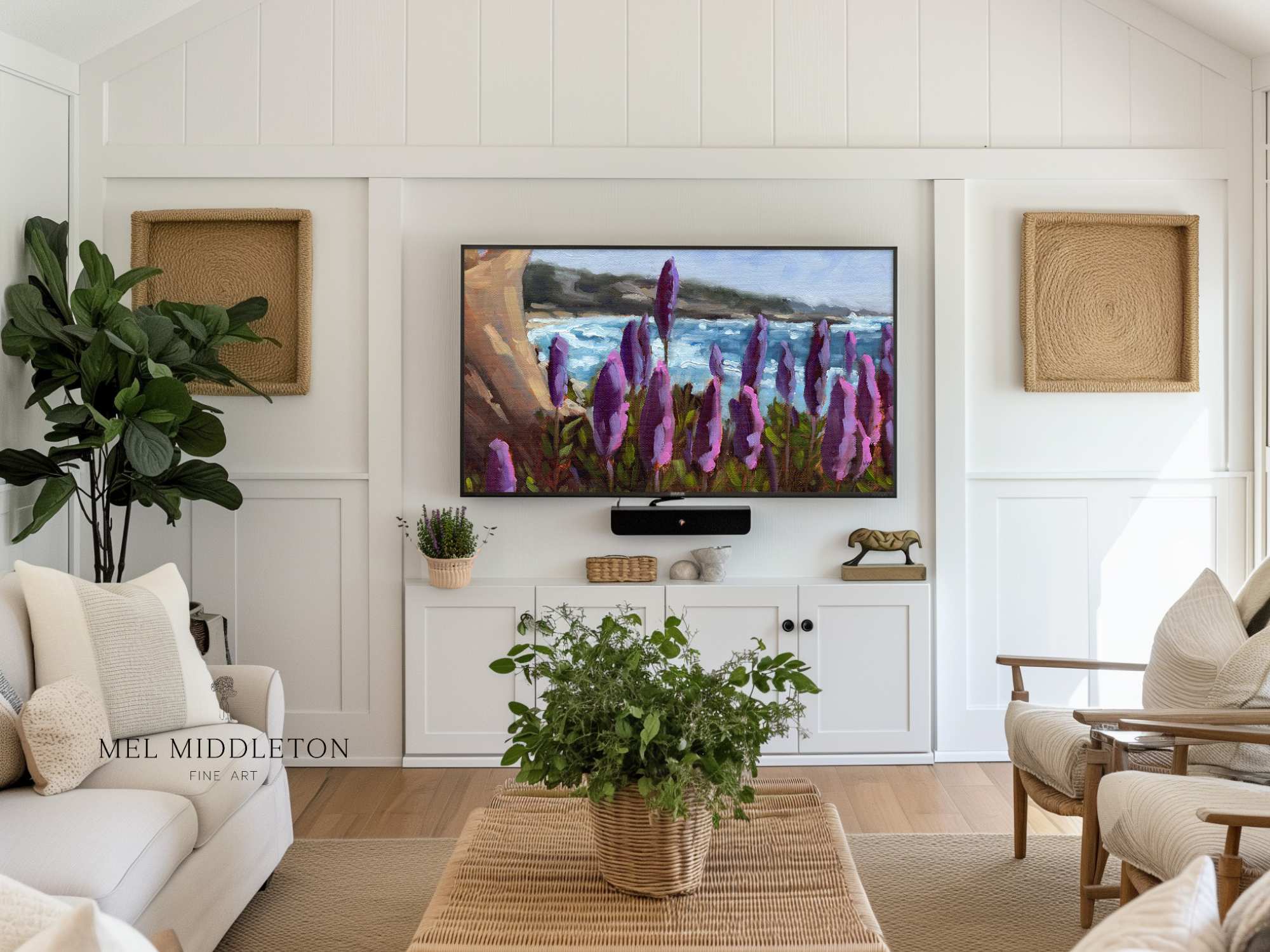 Carmel Beach Digital Art for Samsung Frame TV: Coastal California Impressionism (4K Download)