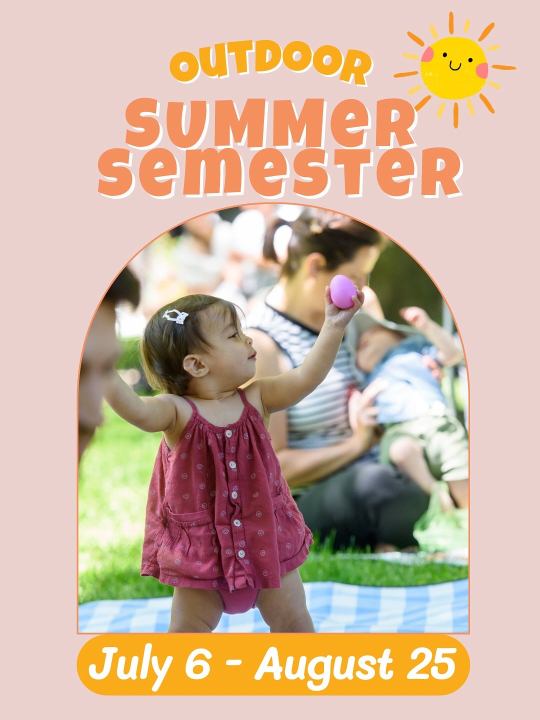 The Summer Semester Schedule is here!
☀️🌳🎶
Join me for songs in the park from July 6th to August 8th:

&bull; Mondays @ 1:30 pm in Perth Park (babies, 0-14 mo)
&bull; Mondays @ 3:15 pm in Ramsden Park (all ages, 0-5 yrs)
&bull; Mondays @ 5:15 pm in