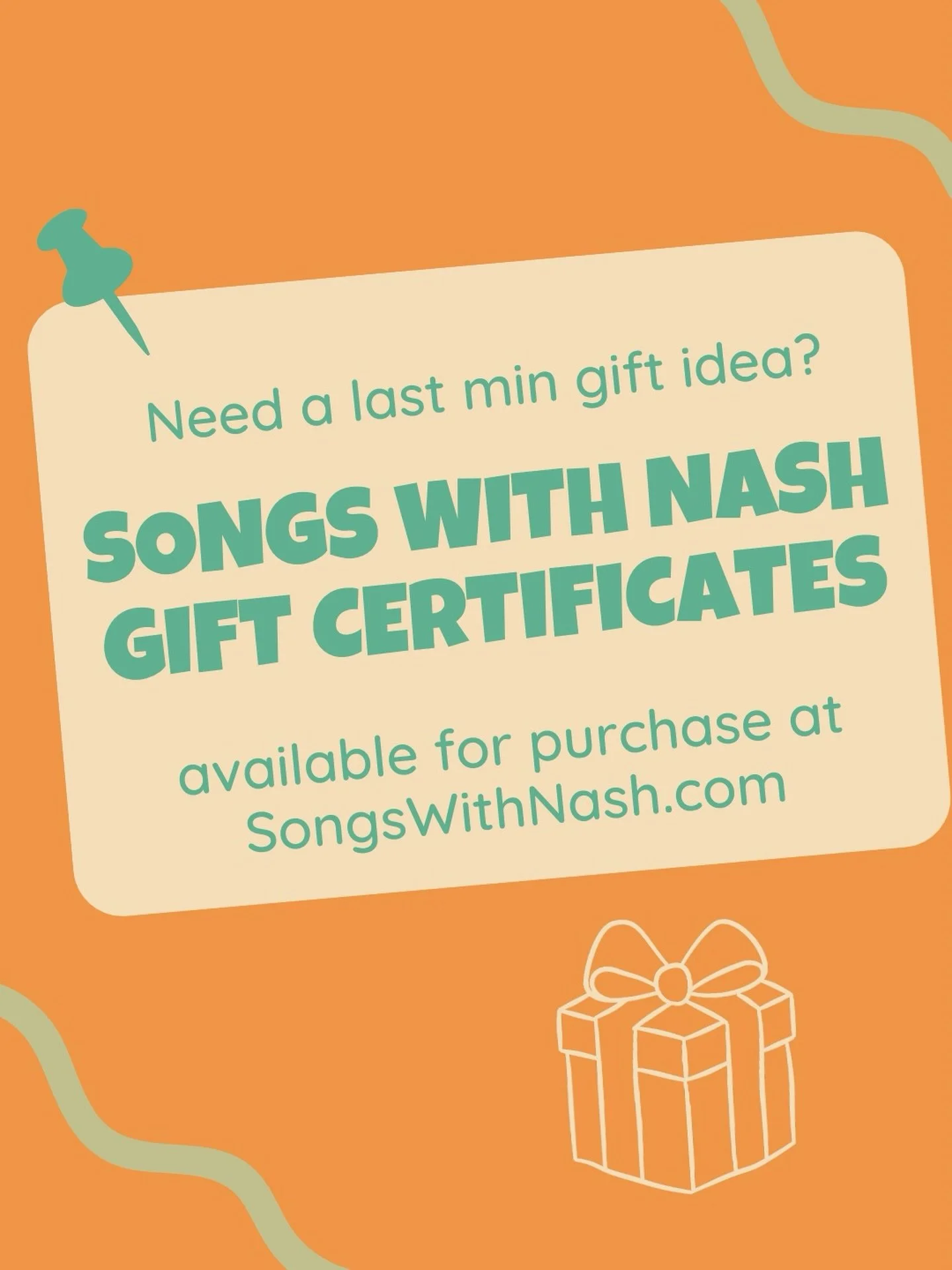 Searching for a last min gift idea? 🎁
Give the gift of Songs With Nash! 💌
Get your gift certificate at SongsWithNash.com!

Happy holidays, my friends!