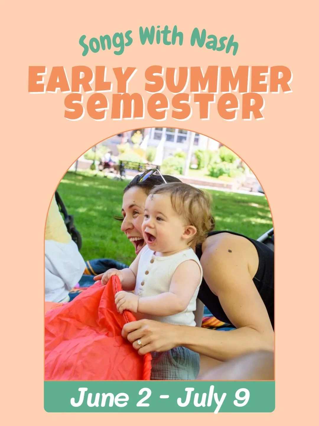 Summer registration is now open! Join me for a sing-along in your favourite park, starting June 2nd. 
🎶🌳☀️
Check out the schedule below and visit SongsWithNash.com to register:

🐥🐻🦁 𝙈𝙤𝙣𝙙𝙖𝙮𝙨 at 10:30 am: all ages (0-5 yrs) - Christie Pits
