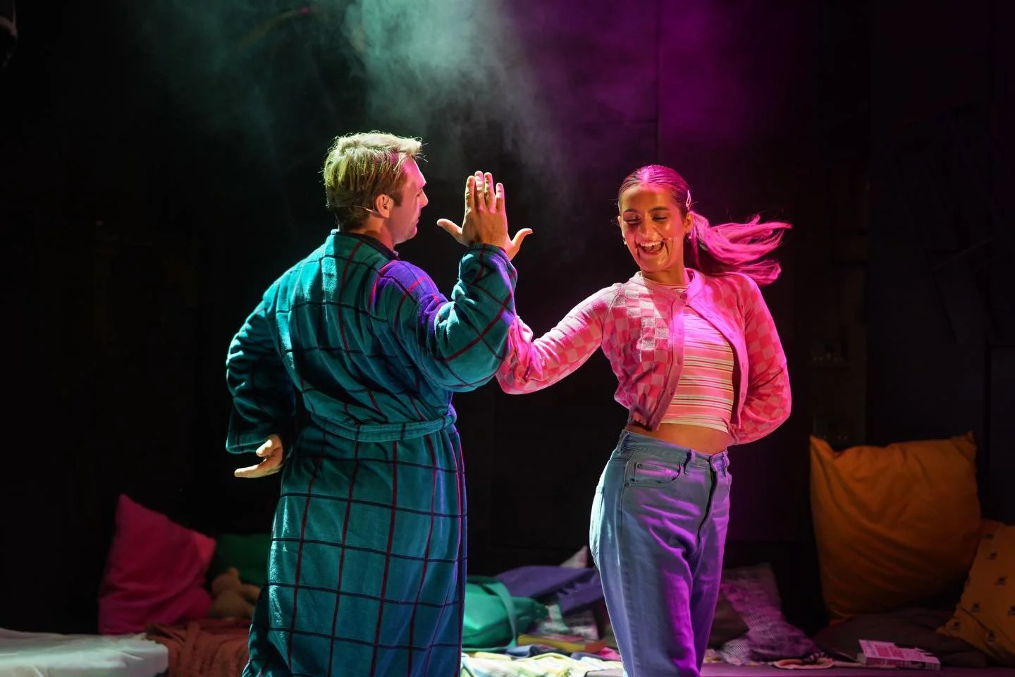 Love Quirks @ The Other Palace @theotherpalace 
💛❤️💜🩵
Directed by @ceciliefray 
Costume Design @alicemdesigner 
Set Design @bobjohnsterrett 
Lighting Design by @_olivermcnally 
MD @thom_noise 
CSM @chloewilson_sm 
Composer&amp;Lyricist @sethbhdotc