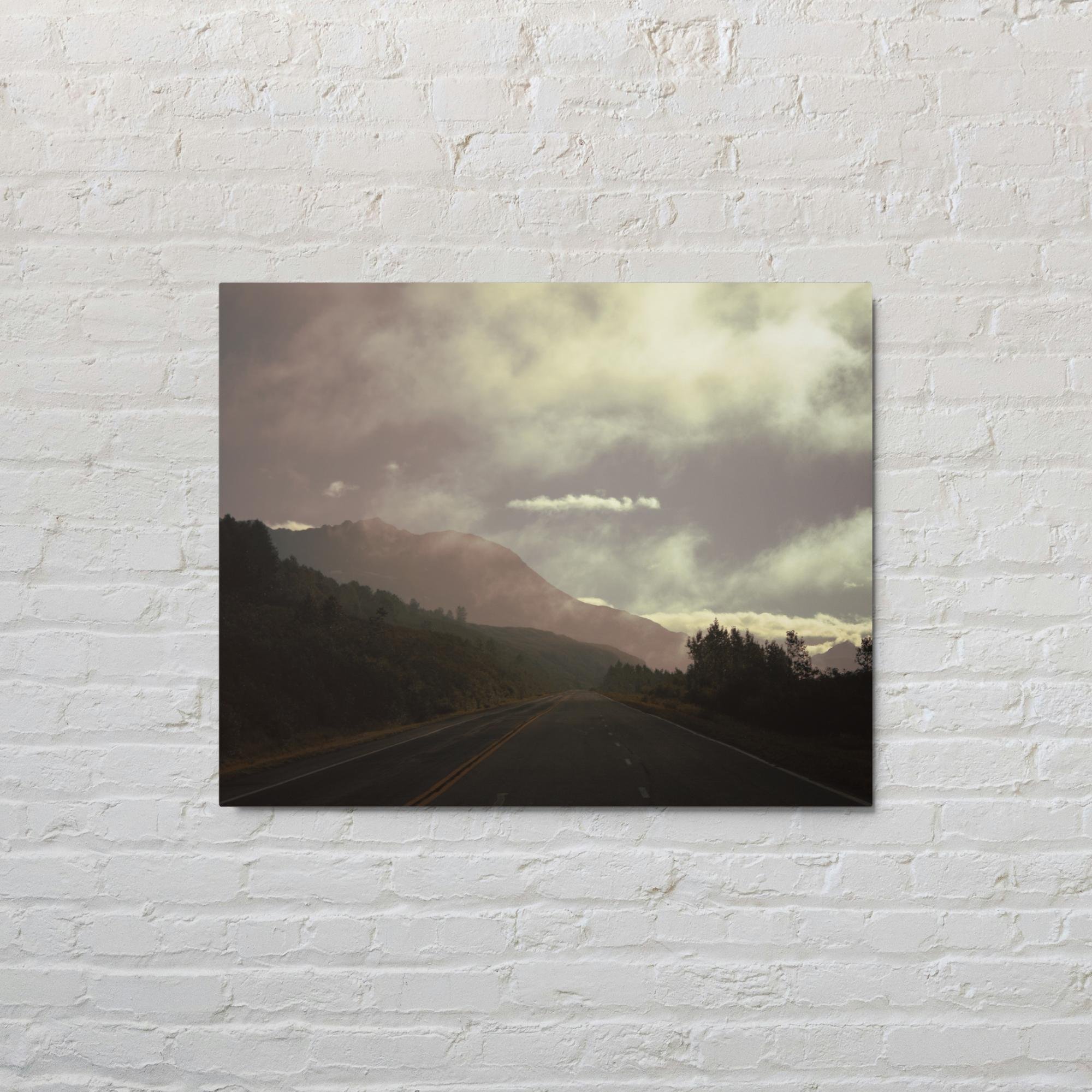 Driving through the clouds Metal print