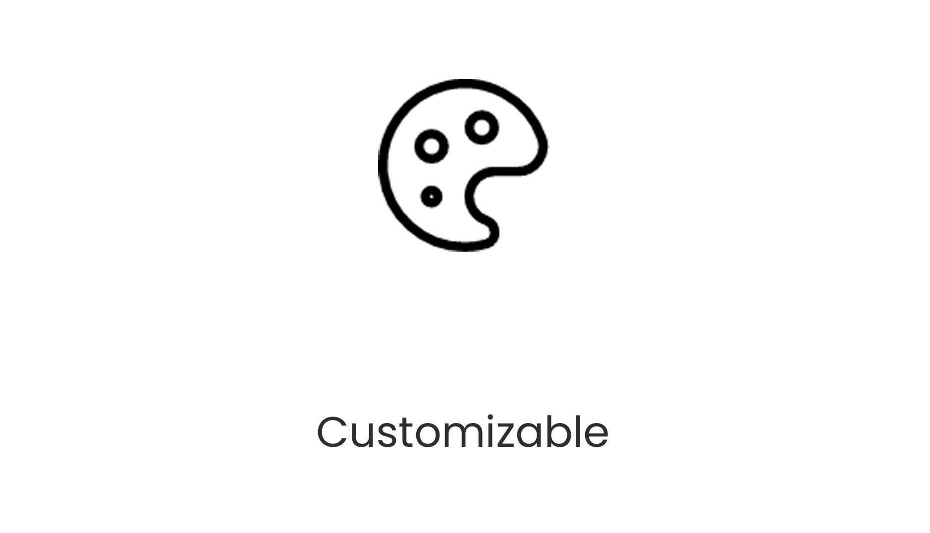 Icon of a painter's palette with the word "Customizable" below it.