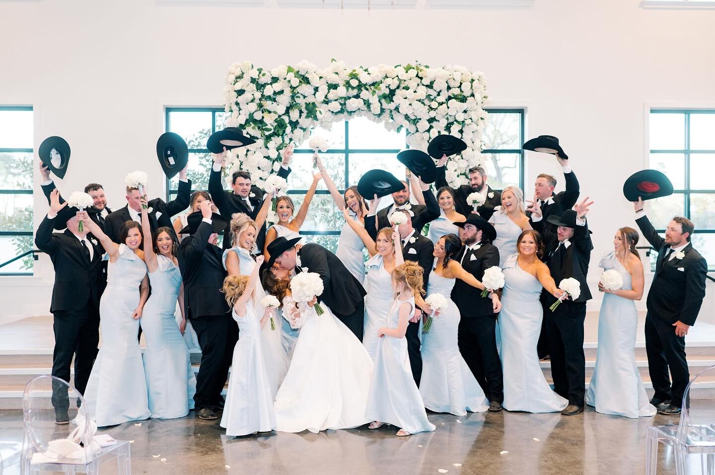 Grab your hats, grab your boots, and grab your besties. It&rsquo;s Houston Rodeo SZN 🤍🐎👢🤠

@kristenpughphotography 
@alyssameeksevents 
@eventsinbloomhouston 
@mikesdancefloorrentals 
#boxwoodmanorwedding