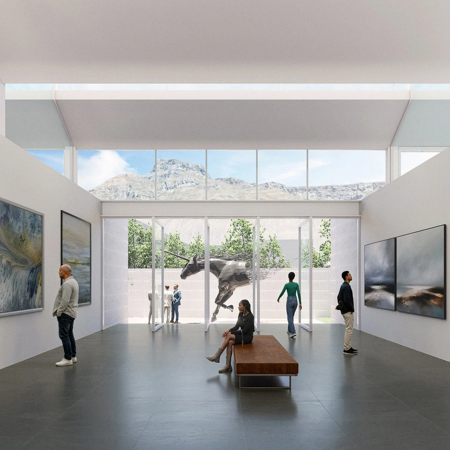 Our recent proposal for an art gallery in downtown industrial Woodstock focuses on filtering and deflecting light from the roof structure while simultaneously capturing the distant view of Devil's Peak.

#d5render
#architecture #design
#illustrarch