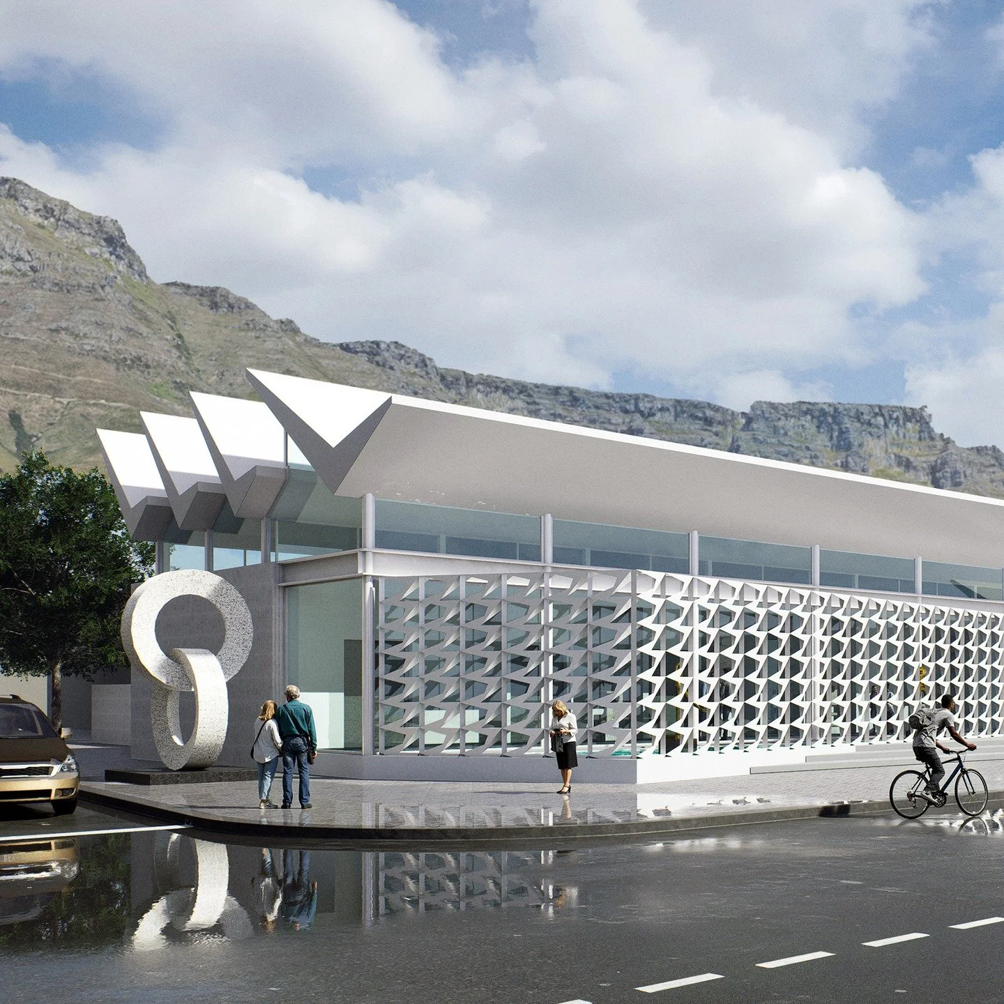 Our recent proposal for an art gallery in downtown industrial Woodstock focuses on filtering and deflecting light from the roof structure while simultaneously capturing the distant view of Devil's Peak.

#d5render
#architecture 
#design
#illustrarch