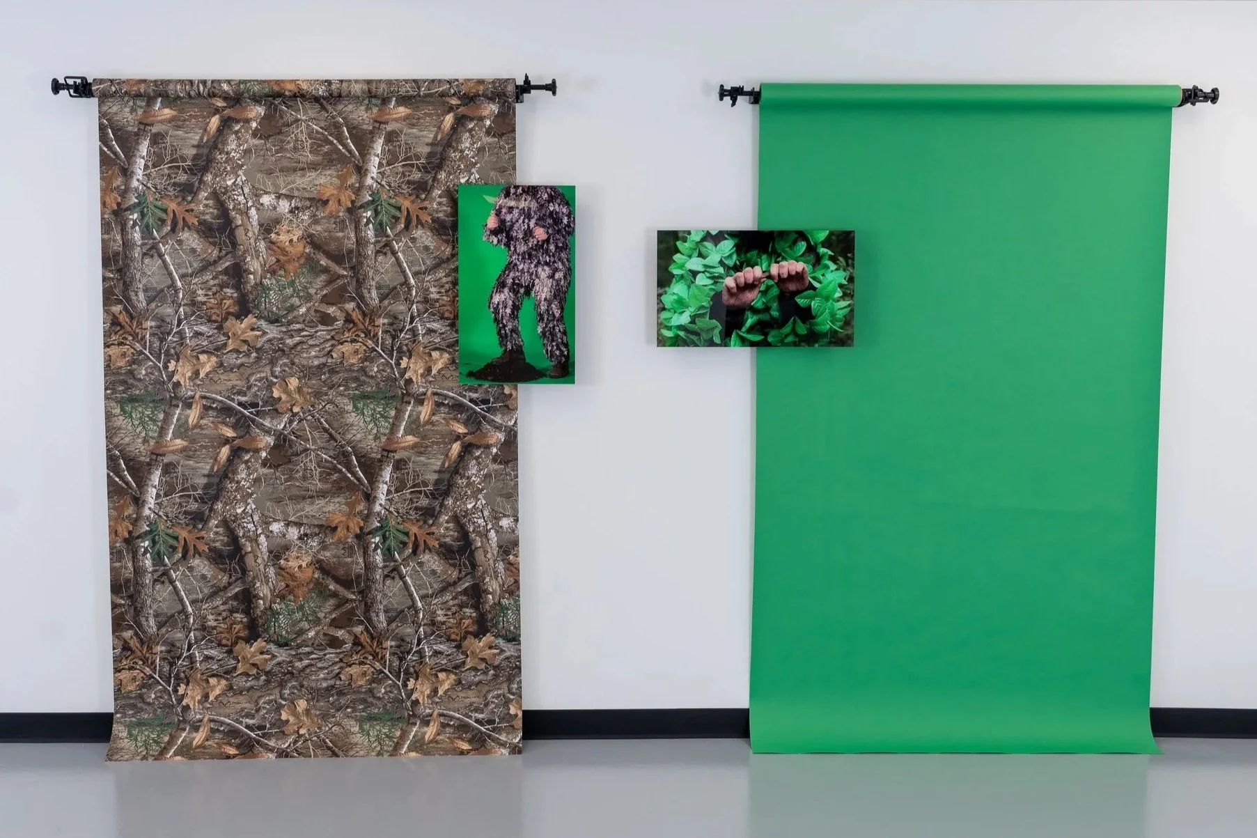 Image of Installation with green screen and camo