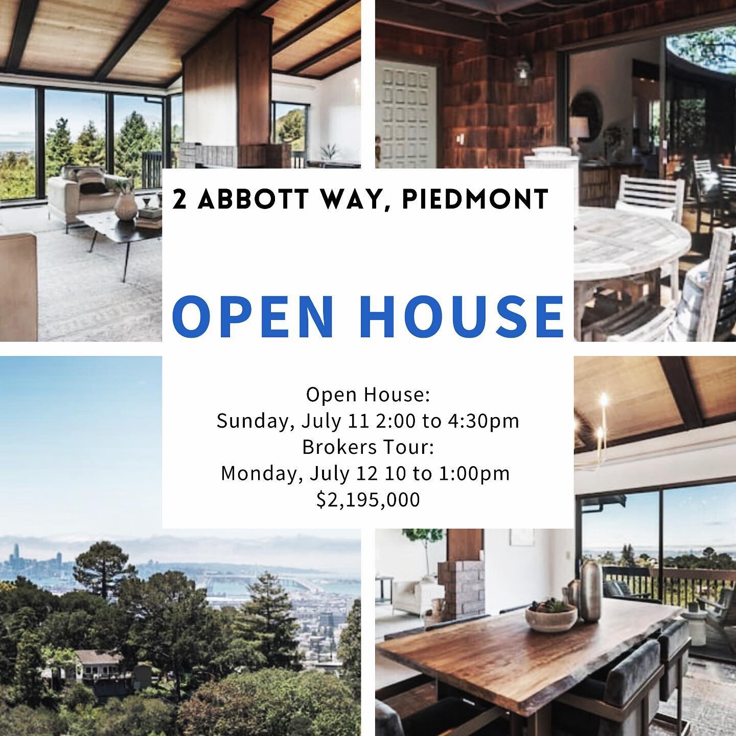 We are back with in-person Open Houses!!! Come check out 2 Abbott Way, Piedmont today from 2-4:30!!!
This Classic Midcentury with Panoramic SF Views is tucked away at the end of a private driveway, the home offers stylish living in a quiet Piedmont l