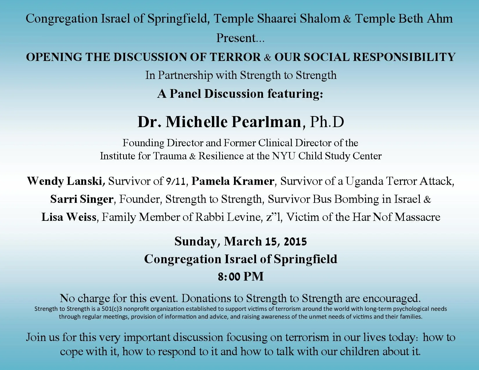 Opening the Discussion of Terror &amp; Our Social Responsibility