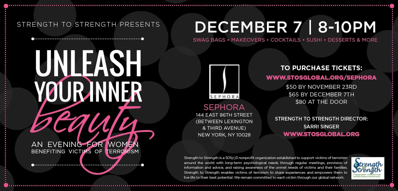 Upcoming Strength to Strength Sephora Fundraiser December 7, 2014