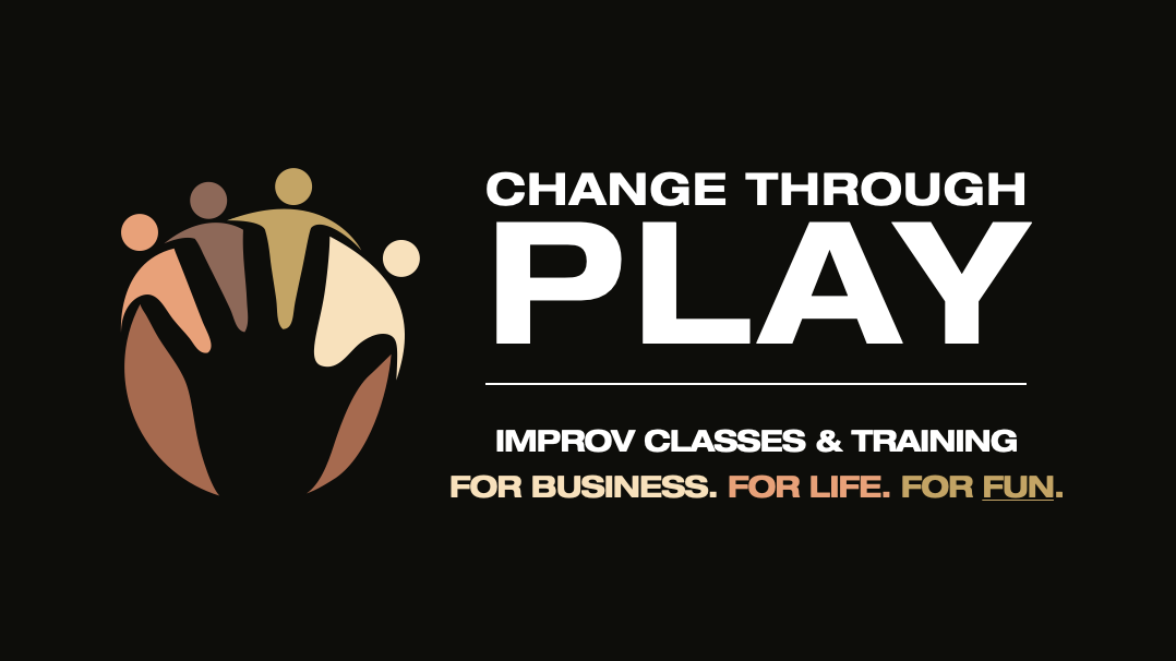 The Change Through Play logo features an illustration with four figures with their arms around one another that reveals the shape of a hand in the negative space.