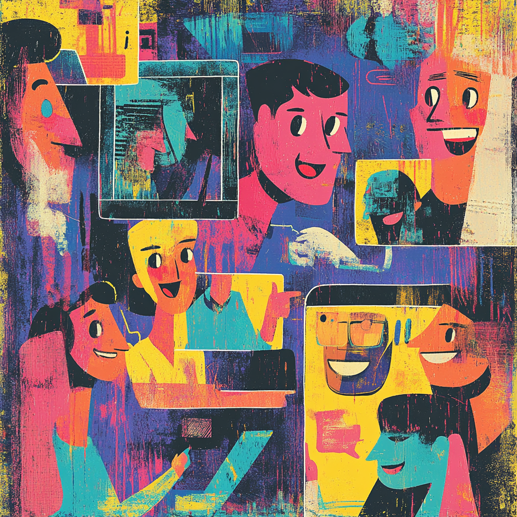 group of coworkers remote working