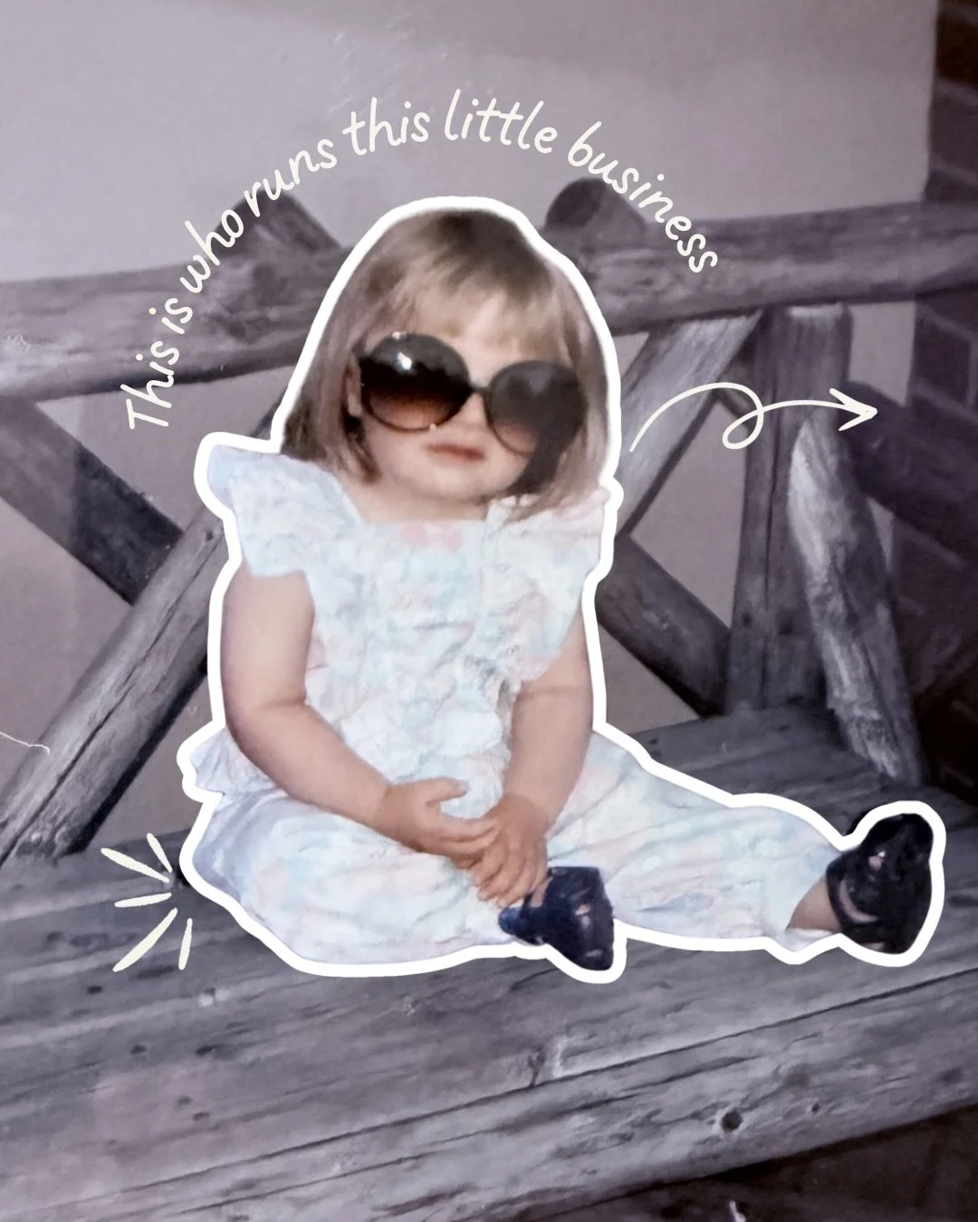 Had to jump on this cute little trend - old photos are just the best, right? 🥰 clearly I wasn&rsquo;t thrilled about my painted moustache but I am happy about you being here and your support of my little business 🥰
.
.
#thisiswho #smallbiz #creativ
