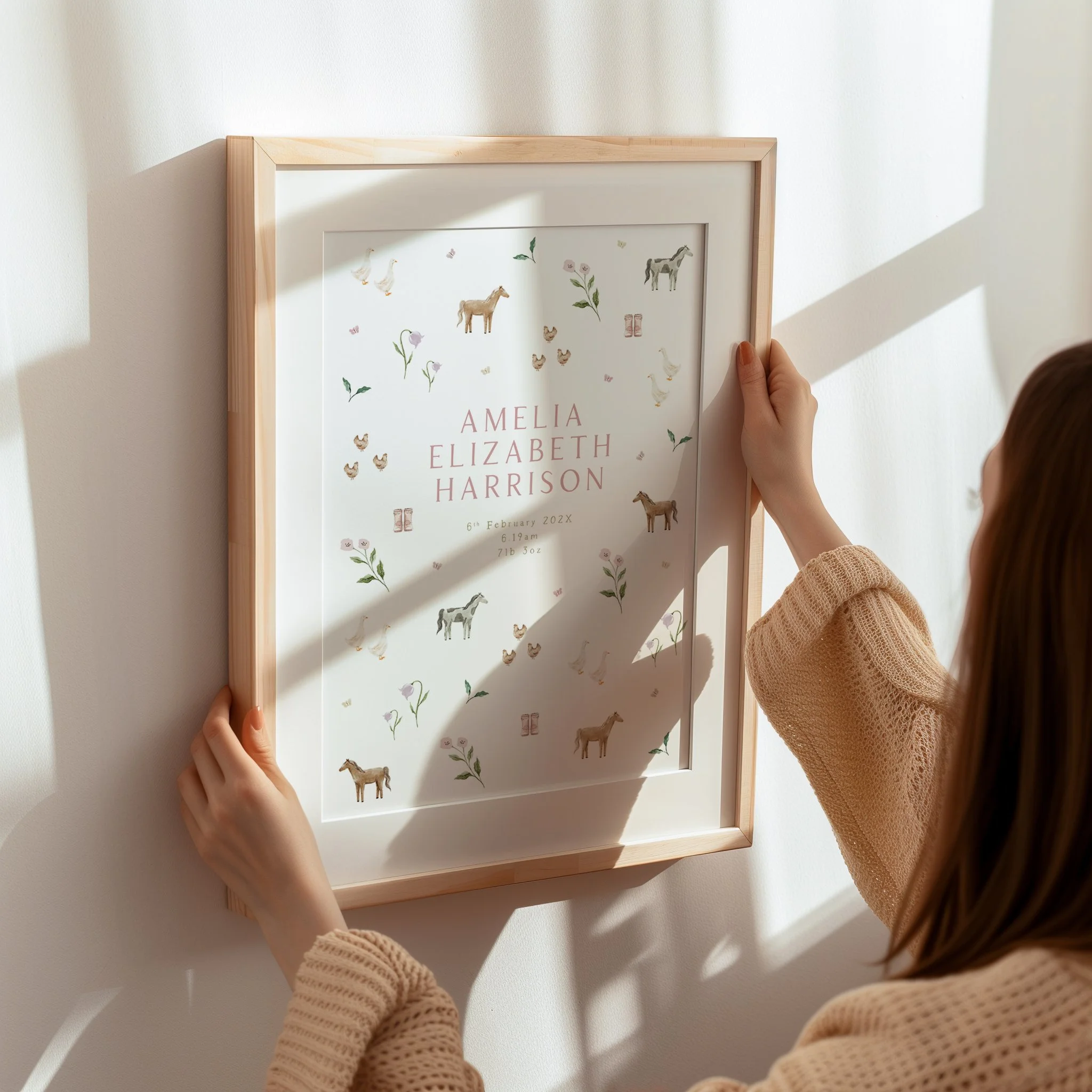 Pony farm themed personalised girls name nursery art.jpg