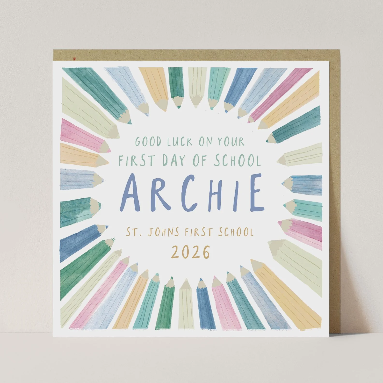 Boys First Day at School Personalised Card