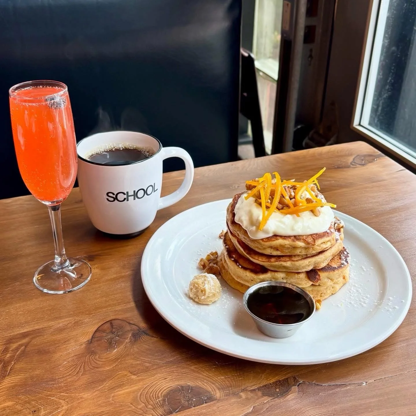 A little throwback to one of Lunch Lady Joe&rsquo;s long-weekend creations from earlier this year: Bunny Hop Carrot Cakes. 🐰🥕🥞

Spiced carrot cake pancakes topped with cream cheese icing, roasted walnuts and candied orange peel. ..I&rsquo;m drooli