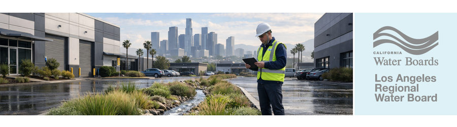 Stormwater runoff from commercial properties in Los Angeles County, where a new commercial runoff permit is nearing adoption.