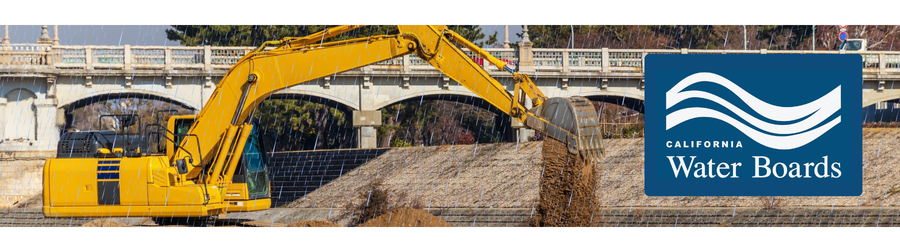 Construction site with stormwater management controls related to California Construction General Permit renewal process