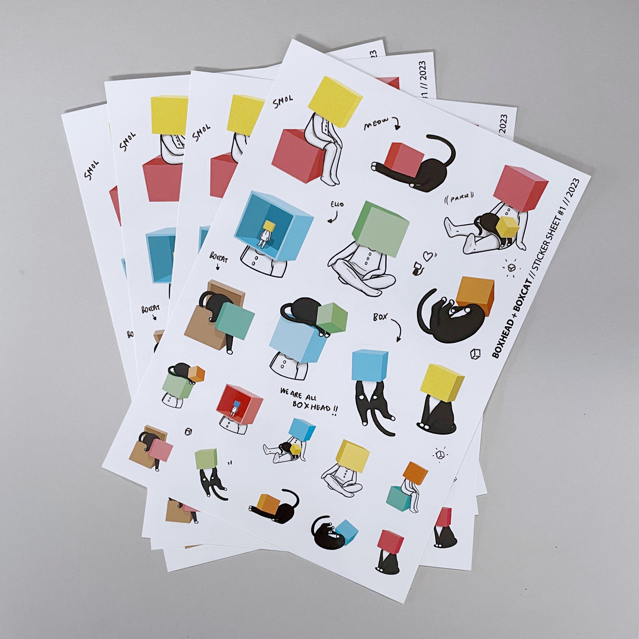 A5 STICKER SHEET #1 / BOXHEAD + BOXCAT