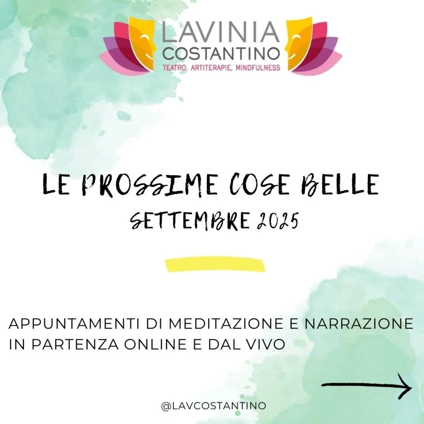 Ecco tutte le cose belle che possiamo fare insieme a Settembre. 

A ottobre arriveranno anche gli appuntamenti per bambinə e adolescenti, e tutti i nuovi corsi. 

Ma ora &egrave; ora: dimmi dove e quando ti vedo, sar&agrave; una gioia aspettarti. 

C