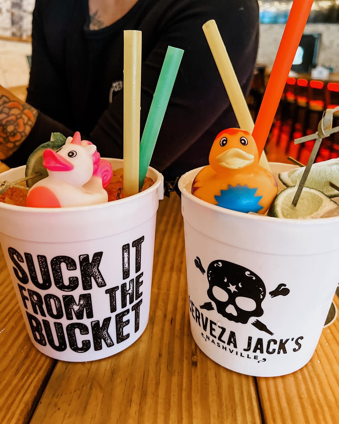 Duck it!  It&rsquo;s practically the weekend. 📸 : Watermelon Crawl Bucket Drink ~ Double the Booze.  Double the Fun (with a rubber duckie on top)