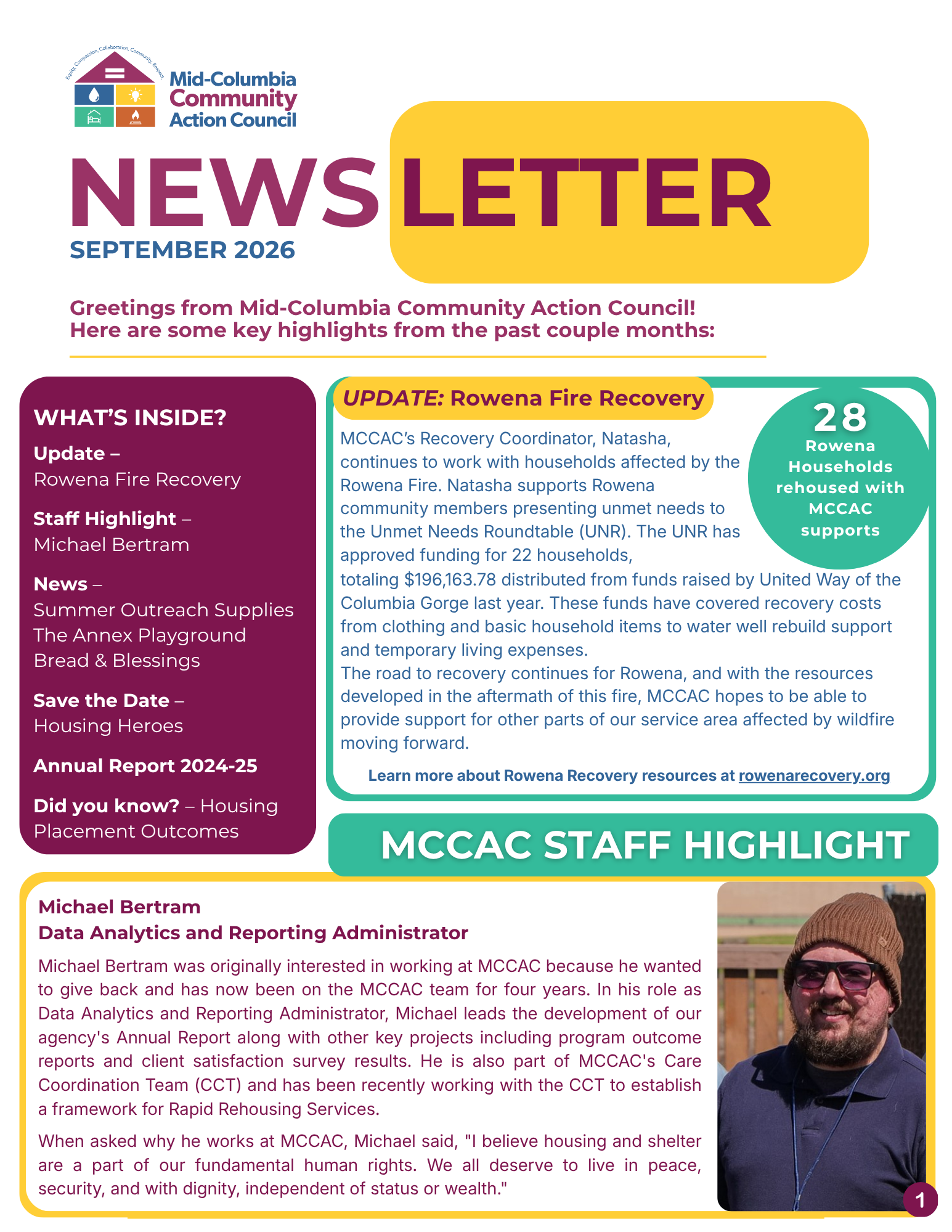 MCCAC Newsletter September 2026 - Boletín Informativo de septiembre de 2026