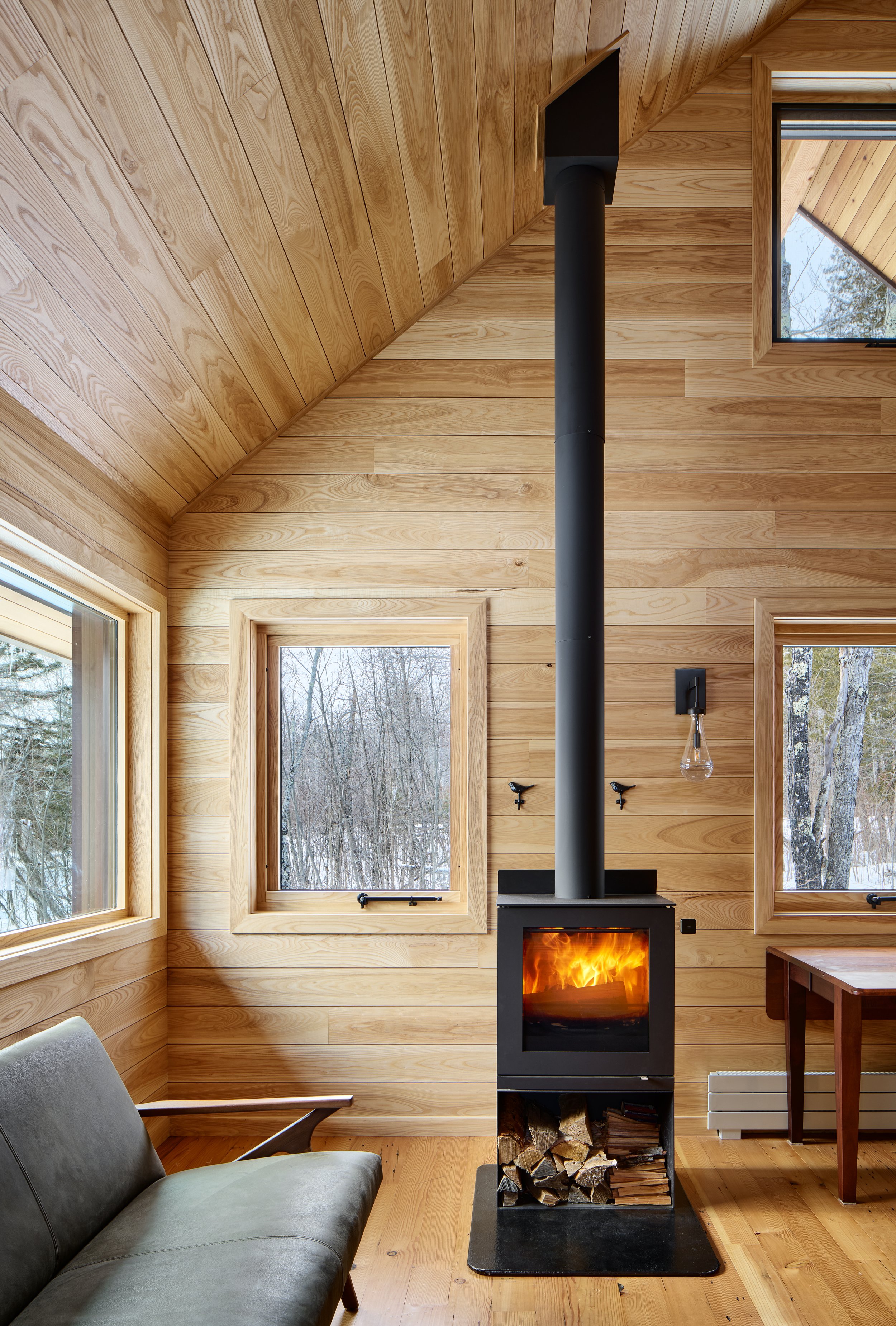 Inside a cozy ski cabin in Lutsen.