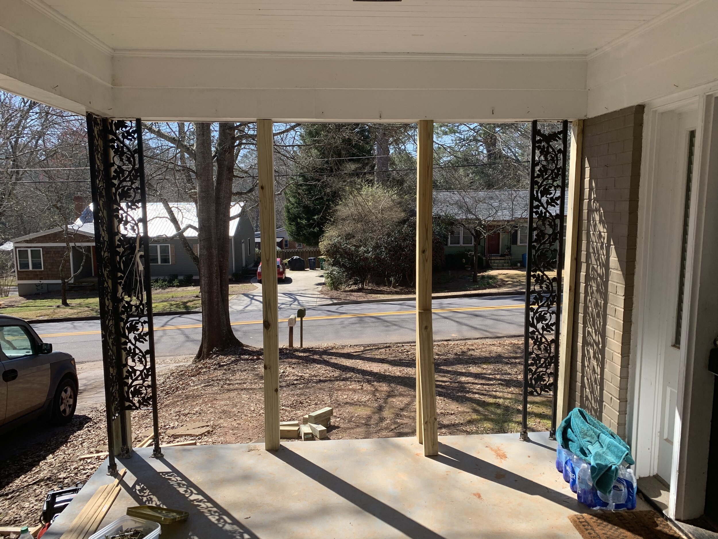 Screened porch framing