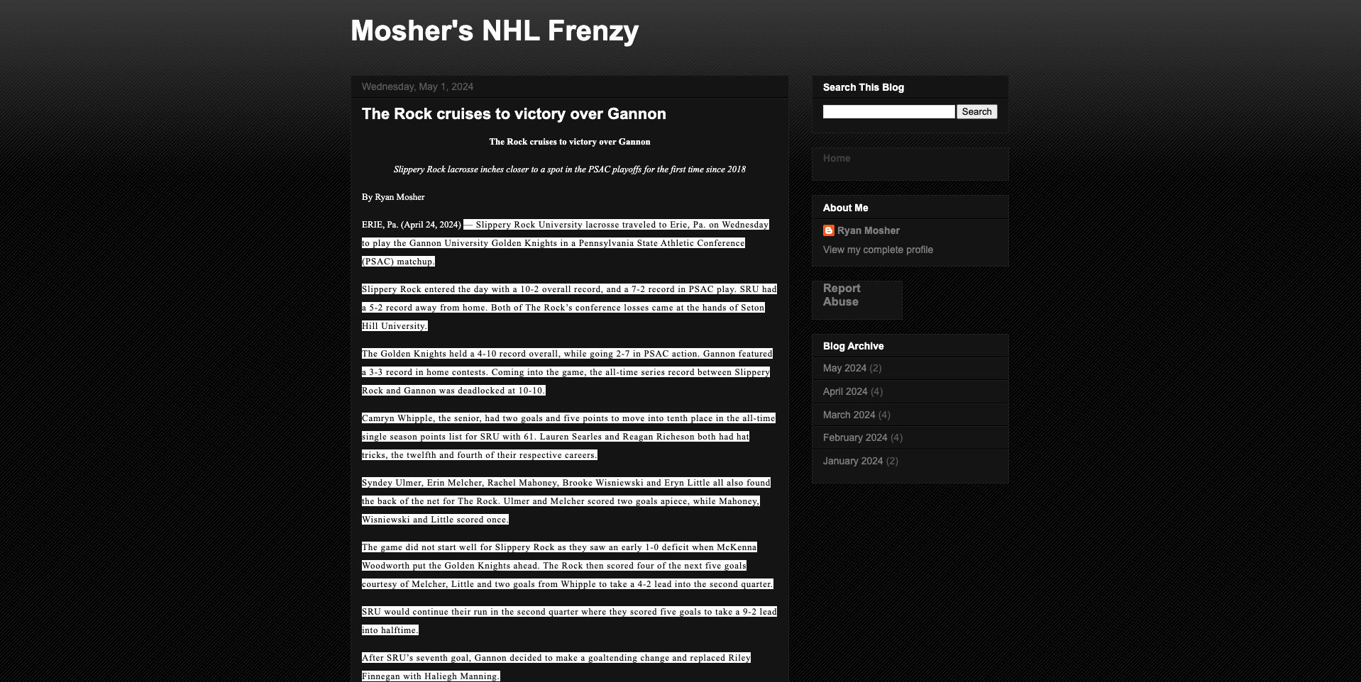 Ryan Mosher - Mosher's NHL Frenzy