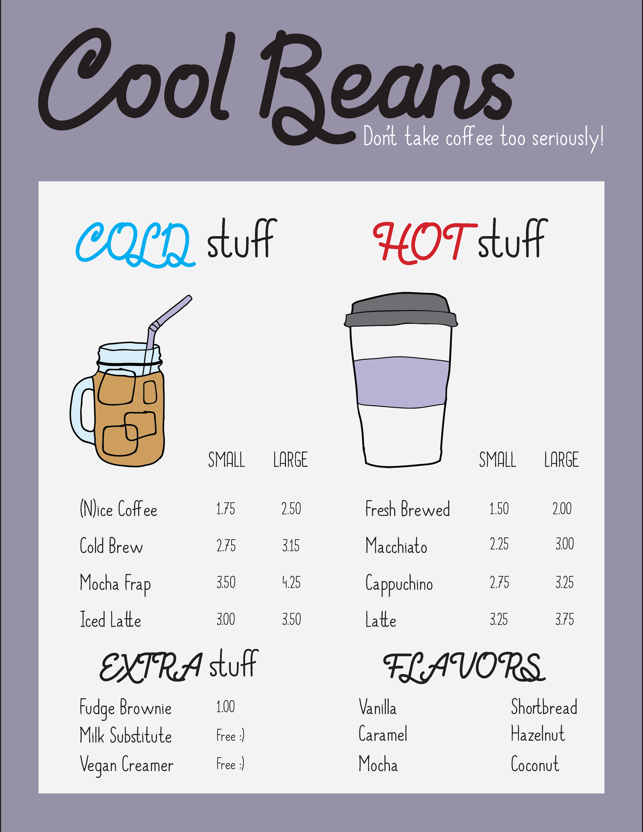 Derek Brewer's Menu