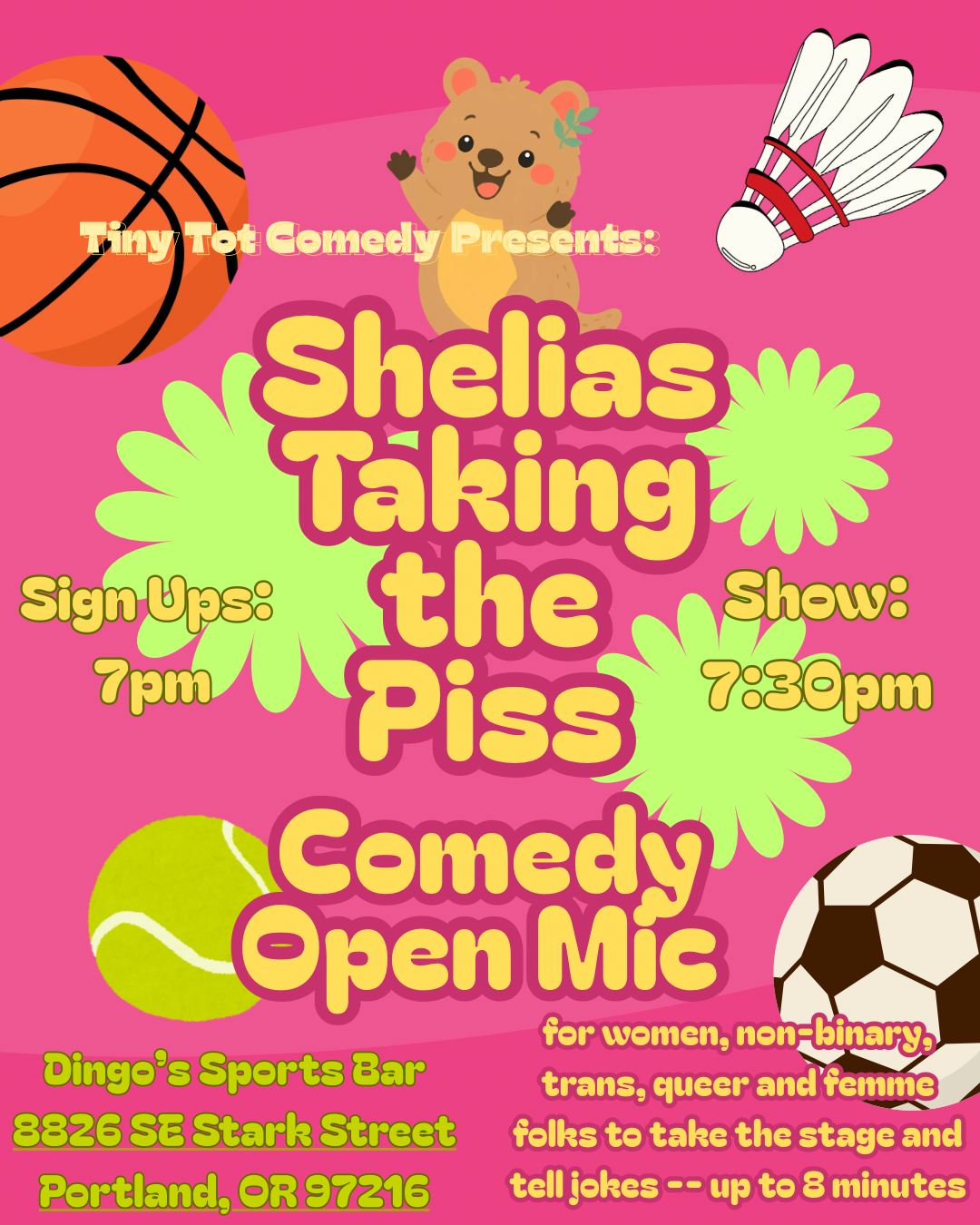 Shelias taking the piss - comedy open mic