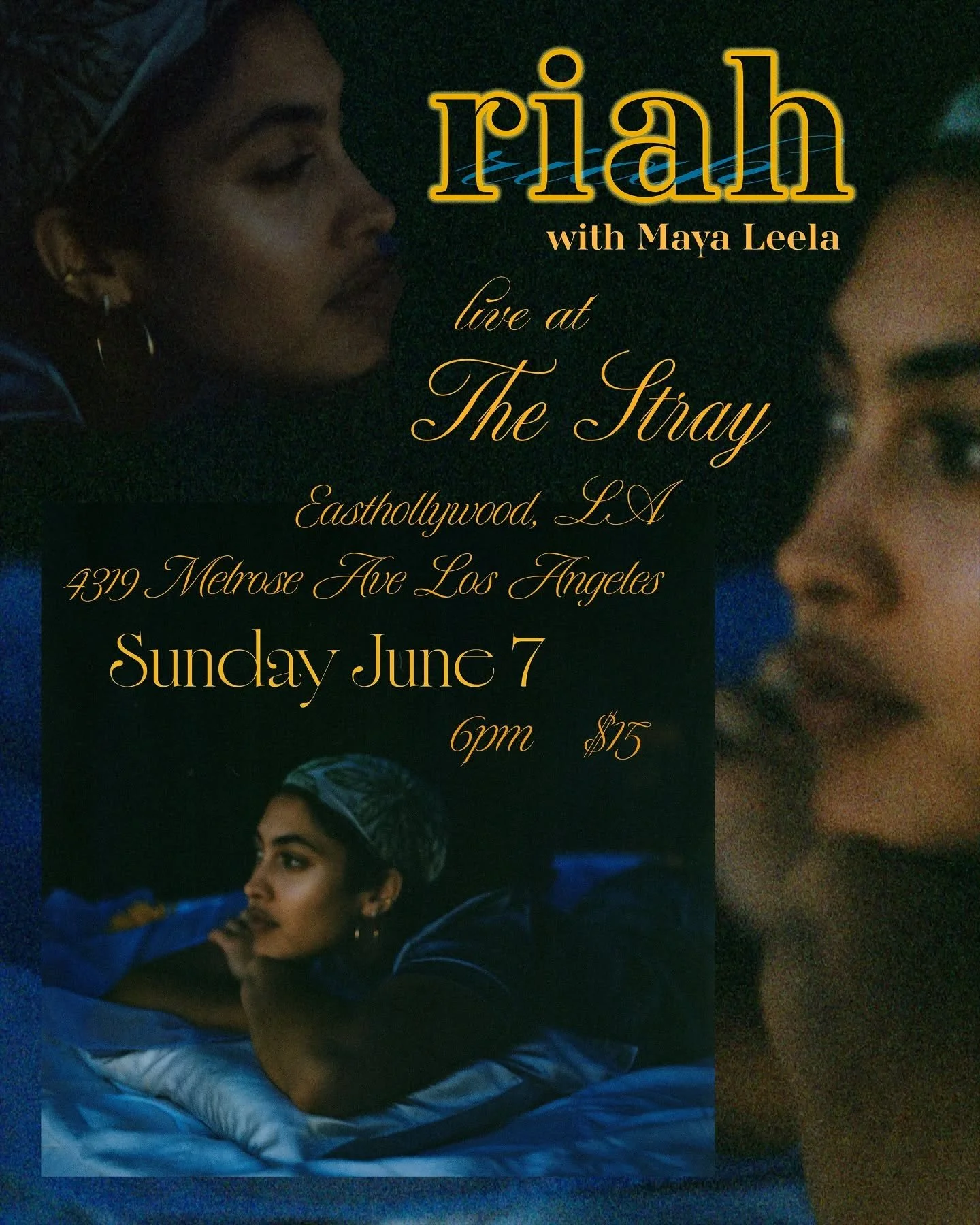TONIGHT AT 6PM- riah and Maya Leela

An intimate set of smooth vocals and guitar that fuses alt pop, r&amp;b, and neo-soul. A local finalist for the NPR Tiny Desk Contest, Boston-based artist riah comes to LA to perform for the first time on the west