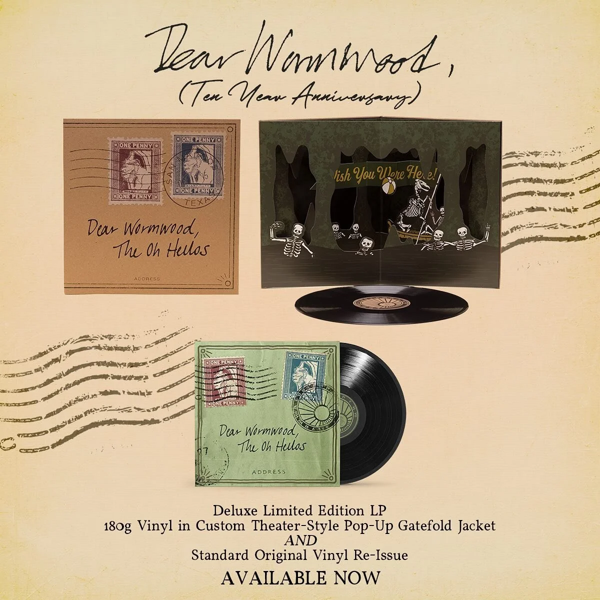 To celebrate the 10th anniversary of their classic album, &lsquo;Dear Wormwood&rsquo;, The Oh Hellos have released a special limited edition, &lsquo;Dear Wormwood (Ten Year Anniversary)&rsquo; vinyl. The record comes in a deluxe, custom theatre-style