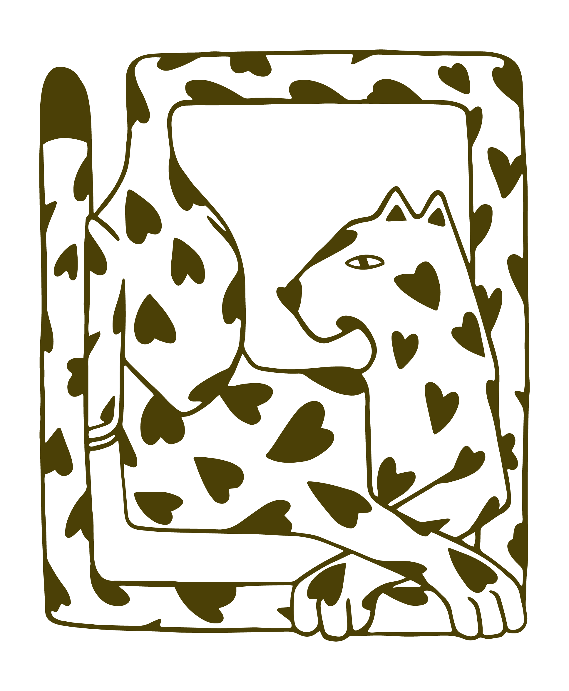 Illustration léopard avec cœurs à la place des taches — identité visuelle restaurant UMA Bordeaux