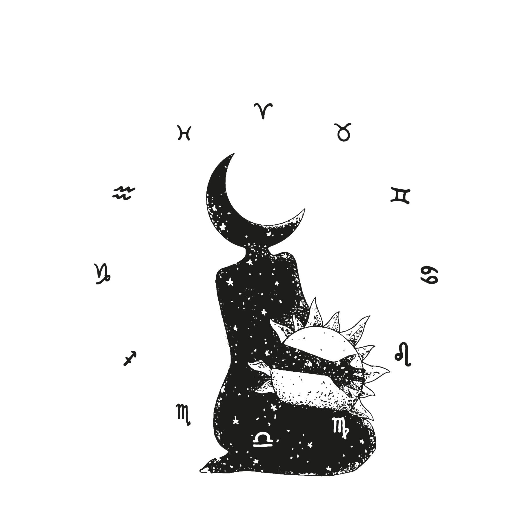 Illustration type gravure inspiration astrologie — univers graphique Univers Interiora