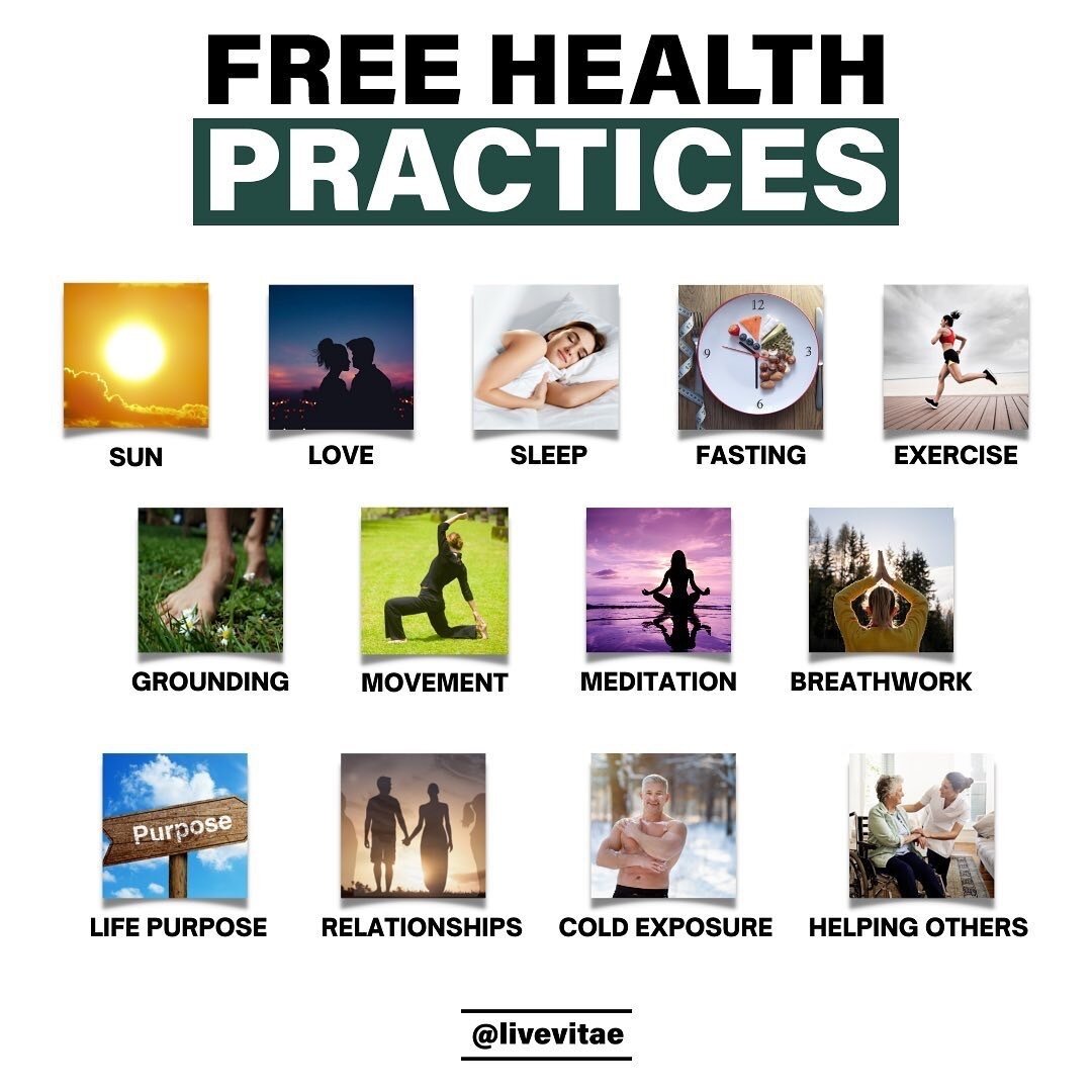 Don't have tons of money to spend on your health?

That's okay, because it's probably not necessary. 

You can achieve a lot for not a lot when you know where to focus your time and efforts.

Many of these free practices are fundamental cornerstones 